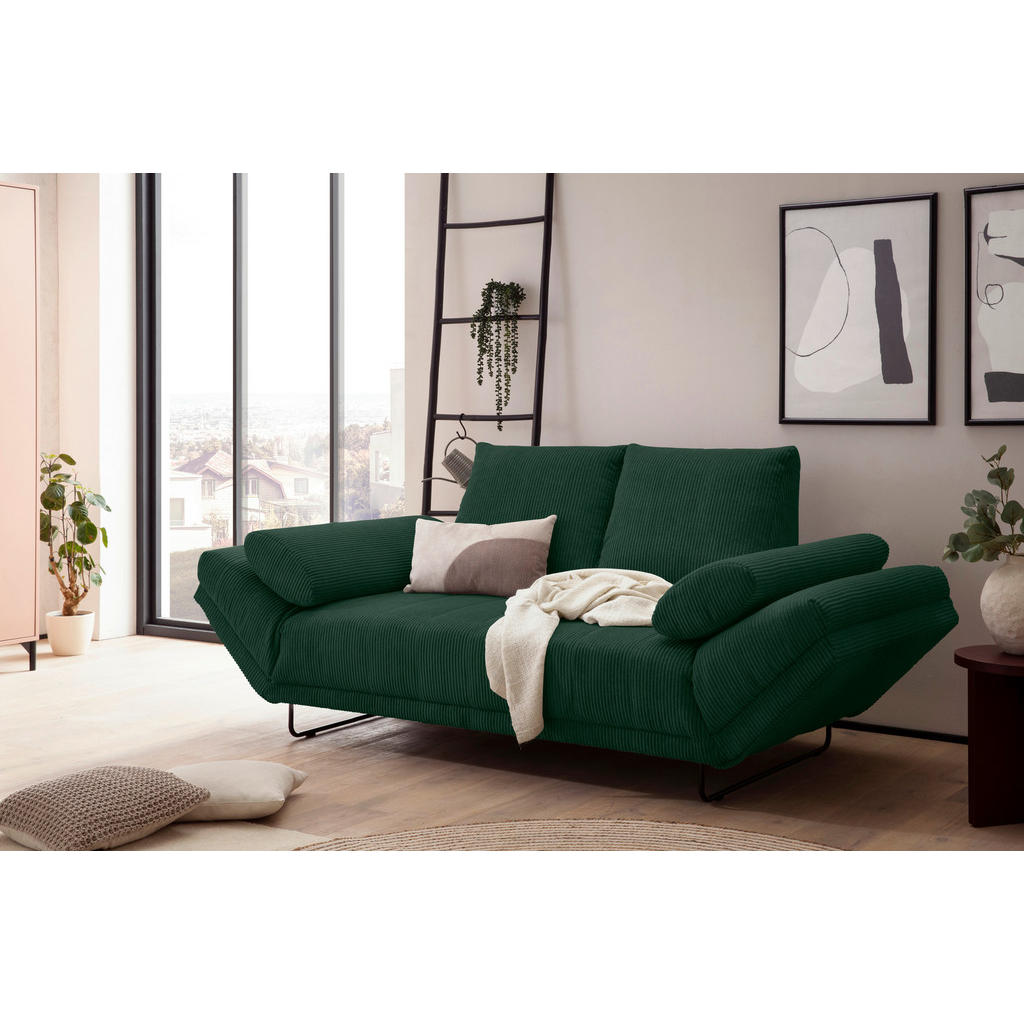 Thumbnail - Mid.you Schlafsofa, Dunkelgrün, Textil, Uni, 2-Sitzer, 210x95x97 cm, FSC Mix, Made in EU, Liegefunktion, Schlafen auf Si...
