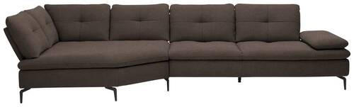 ECKSOFA in Flachgewebe Dunkelbraun  - Dunkelbraun/Schwarz, Design, Textil/Metall (157/344cm) - Chilliano