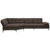 ECKSOFA in Flachgewebe Dunkelbraun  157/344 cm  - Dunkelbraun/Schwarz, Design, Textil/Metall (157/344cm) - Chilliano