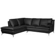 ECKSOFA Schwarz Echtleder  - Chromfarben/Schwarz, Design, Leder/Metall (224/252cm) - Novel