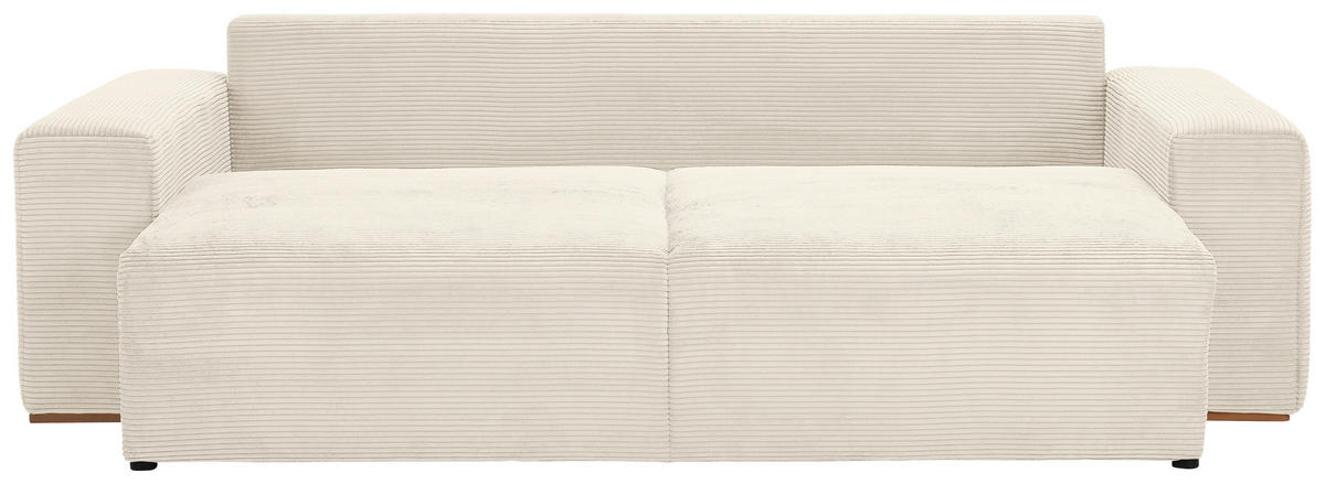 SCHLAFSOFA in Cord Creme  - Buchefarben/Creme, Konventionell, Holz/Kunststoff (255/86/123cm) - Livetastic