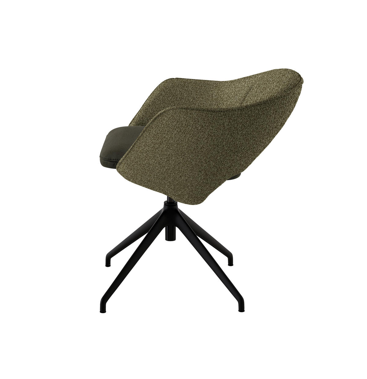ARMLEHNSTUHL  Stoffauswahl, Wippfunktion, Sitzfläche 360° drehbar, gepolsterte Armlehnen Flachgewebe  - Waldgrün/Schwarz, Design, Textil/Metall (63/74-90/57-73cm) - Koinor
