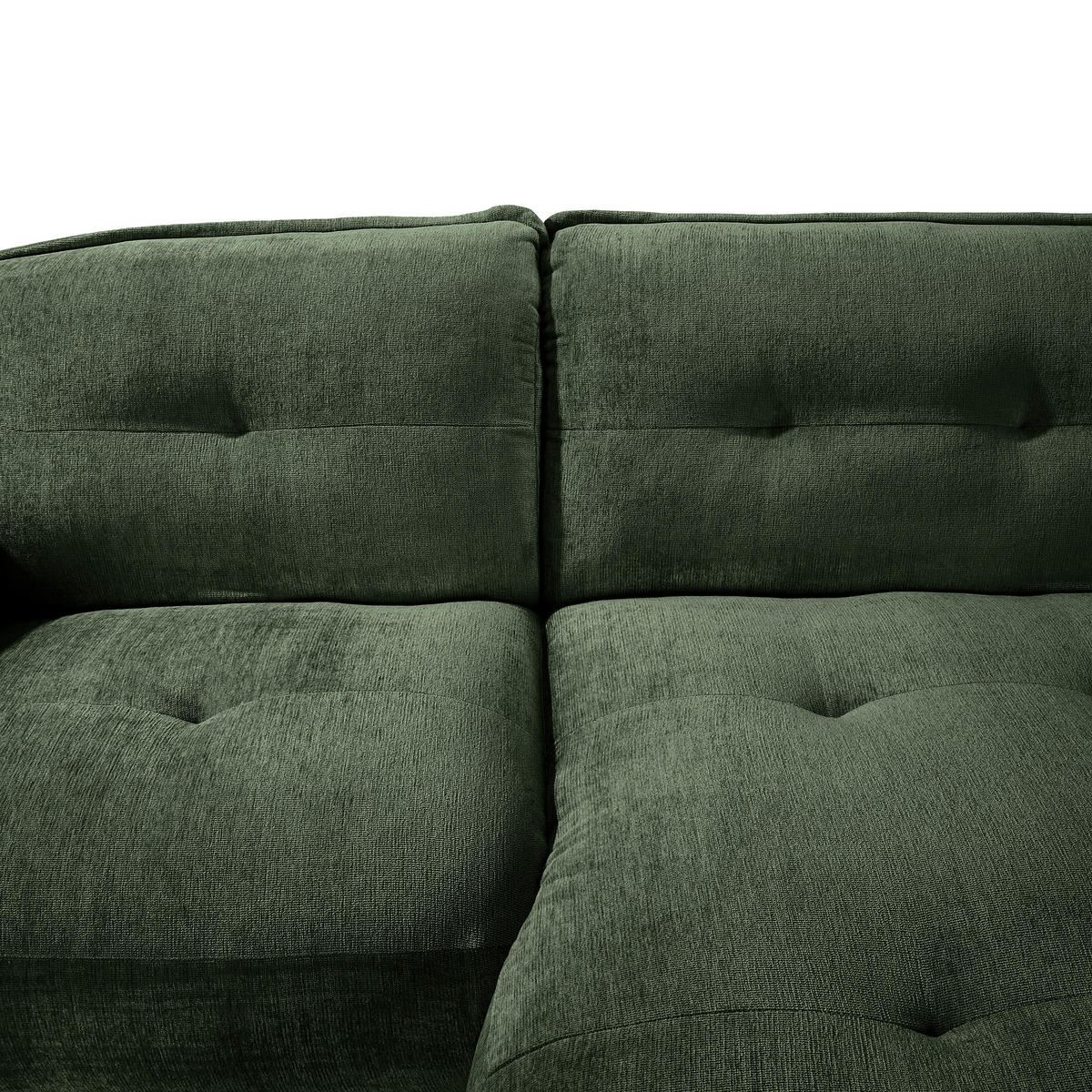 ECKSOFA in Chenille Dunkelgrün  - Dunkelgrün/Schwarz, Modern, Kunststoff/Textil (269/184cm) - Trendmanufaktur