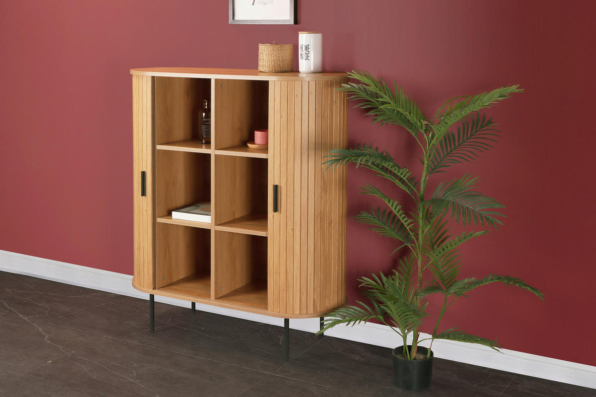 KOMMODE  in 100/118/40 cm  - Schwarz/Naturfarben, Design, Holzwerkstoff/Metall (100/118/40cm) - Livetastic