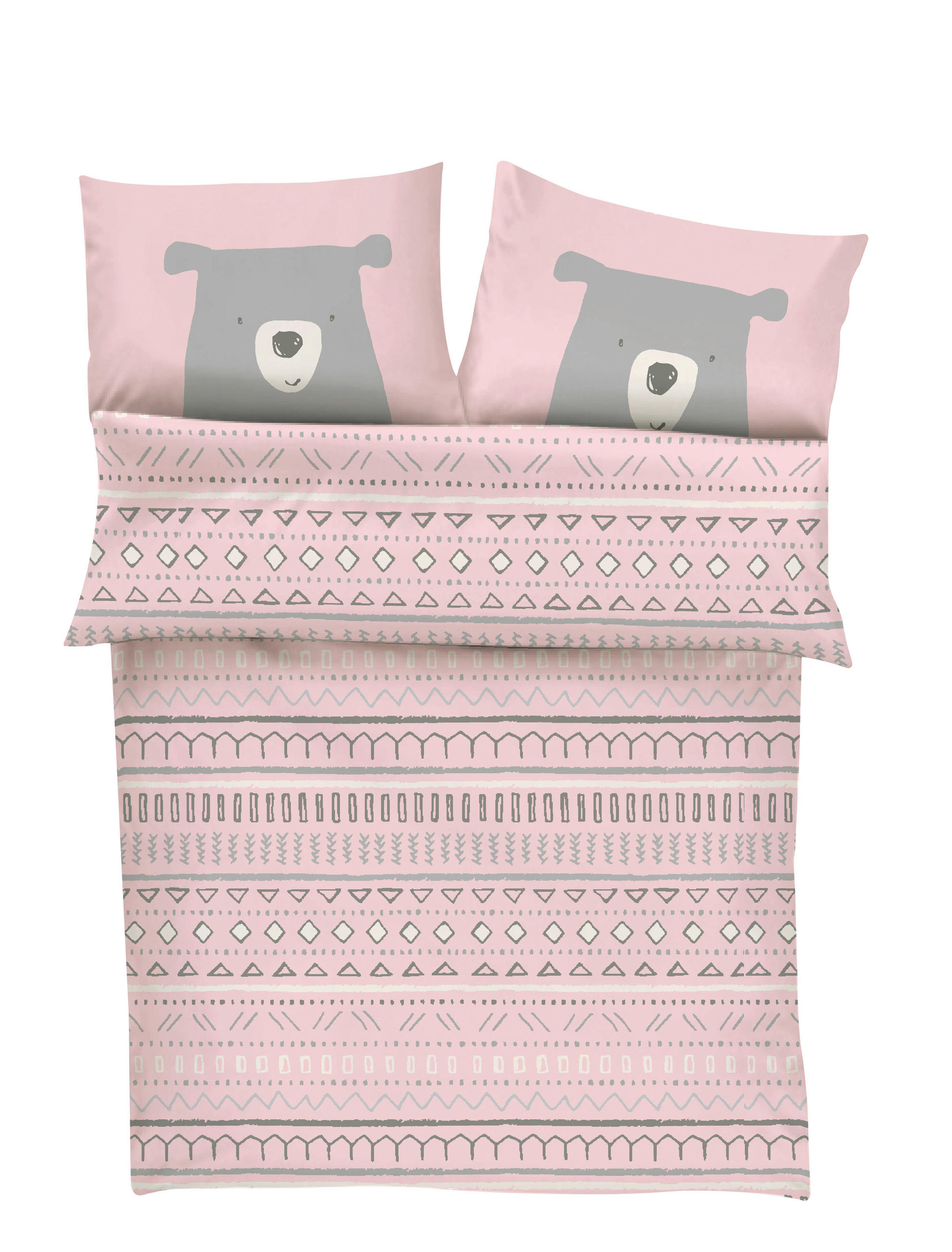 BABYBETTWÄSCHE 100/135 cm  - Rosa/Grau, Basics, Textil (100/135cm) - S. Oliver