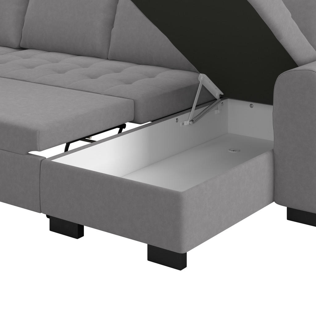 Thumbnail - P & B Wohnlandschaft, Grau, Textil, Uni, 4-Sitzer, U-Form, 305x178 cm, Made in Europe, Wohnzimmer, Sofas & Couches, Wohn...
