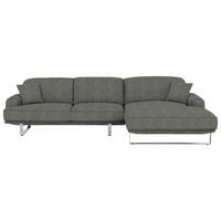 ECKSOFA in Webstoff Grau  - Grau, Design, Textil/Metall (304/184cm) - Dieter Knoll