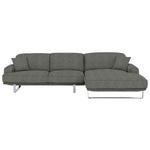 ECKSOFA in Webstoff Grau  - Grau, Design, Textil/Metall (304/184cm) - Dieter Knoll