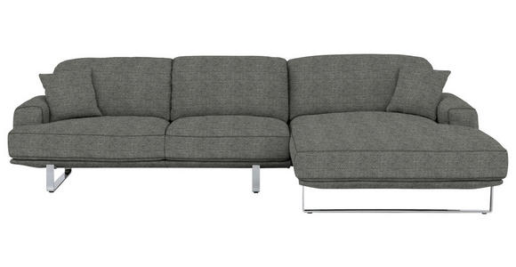 ECKSOFA in Webstoff Grau  - Grau, Design, Textil/Metall (304/184cm) - Dieter Knoll