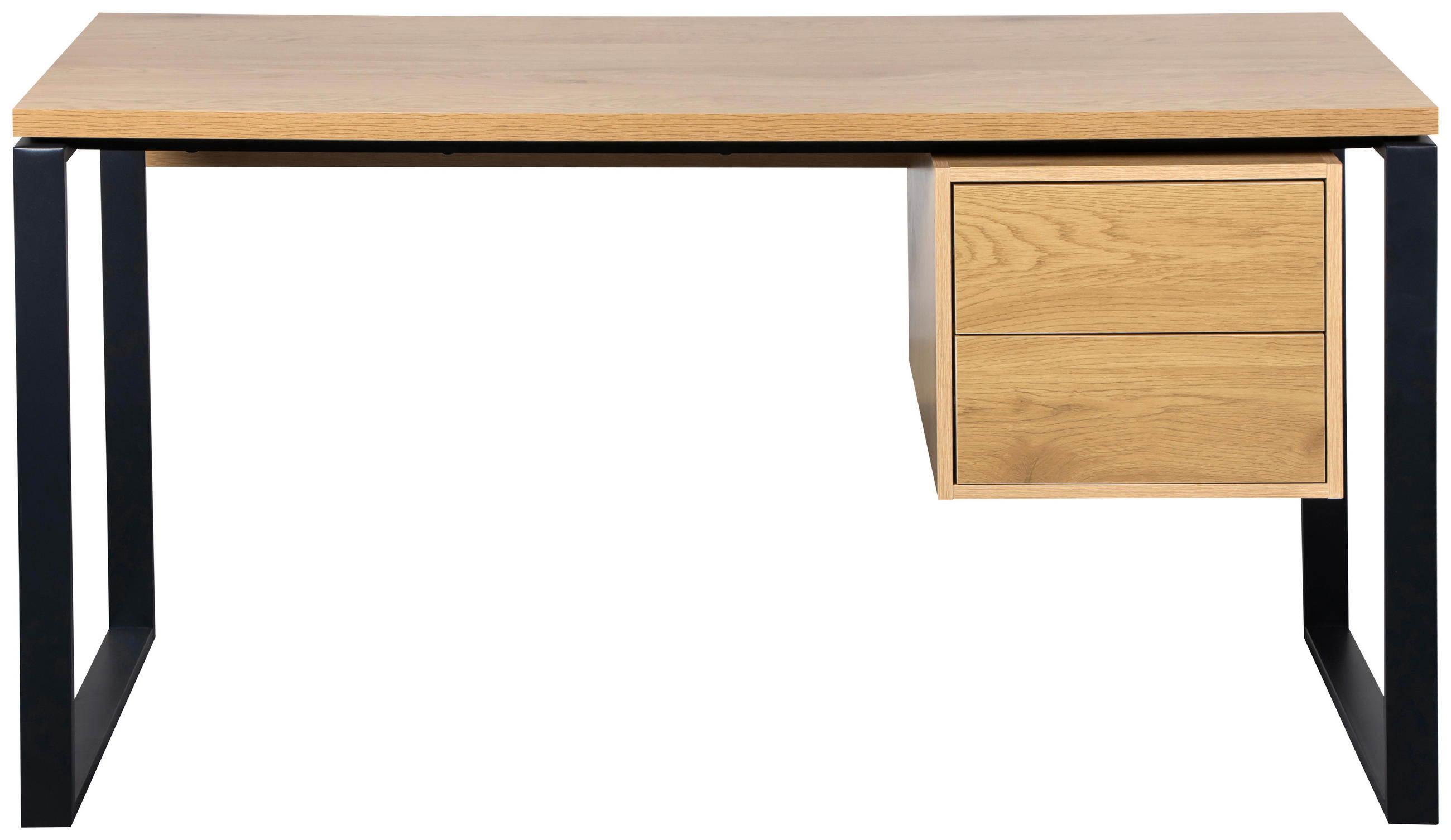 PISALNA MIZA kovina, leseni material črna, barve hrasta  - črna/barve hrasta, Moderno, kovina/leseni material (140/60/75cm) - Livetastic