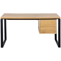 PISALNA MIZA kovina, leseni material črna, barve hrasta  - črna/barve hrasta, Moderno, kovina/leseni material (140/60/75cm) - Livetastic
