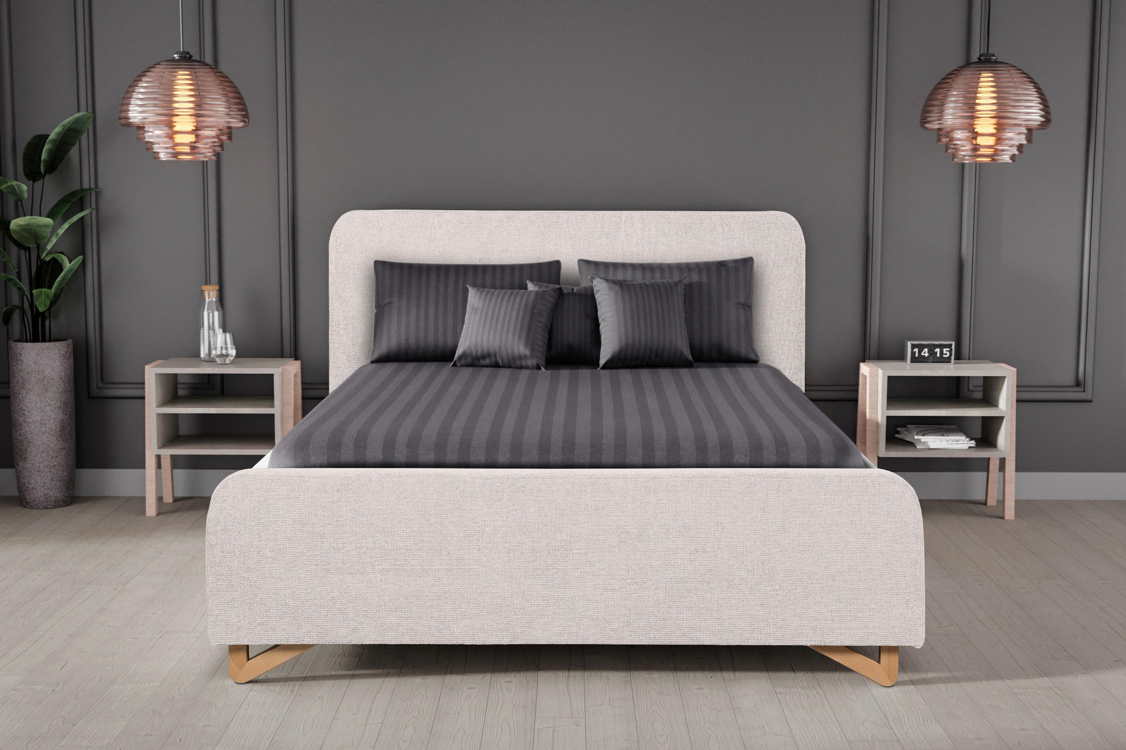 Polsterbett Mit Bettkasten 180x200 Flamingo Perlmutt