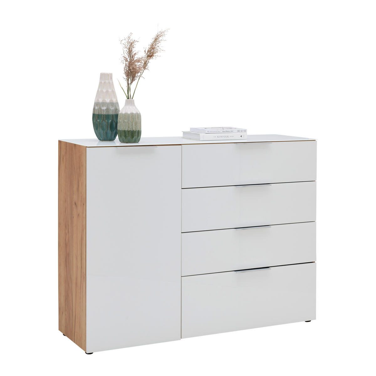 TÁLALÓSZEKRÉNY 134/102/42 cm  - króm/fekete, Modern, műanyag/faalapú anyag (134/102/42cm) - Premium Living