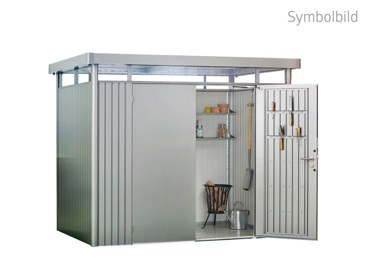 GERÄTEHAUS 275/222/155 cm  - Silberfarben, Design, Metall (275/222/155cm) - Biohort
