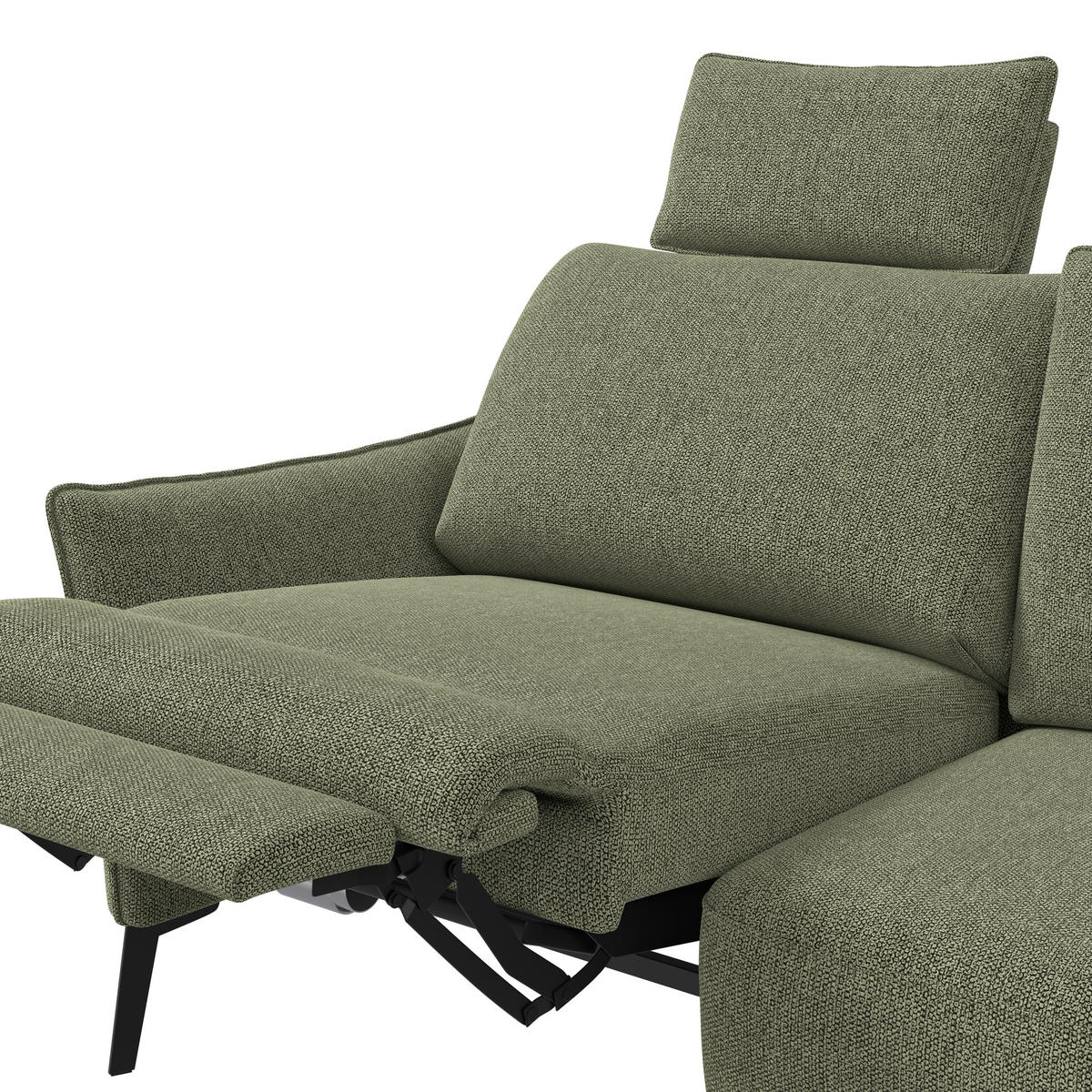 3-SITZER-SOFA Chenille Grün  - Schwarz/Grün, Konventionell, Textil/Metall (184/90/92cm) - Elegando