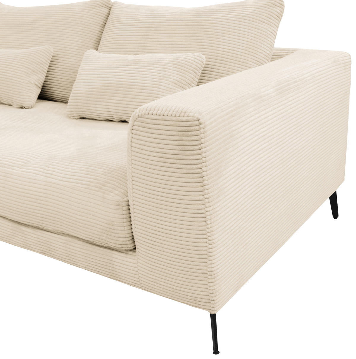 ECKSOFA in Cord Creme  - Creme/Schwarz, Design, Textil/Metall (172/313cm) - Livetastic