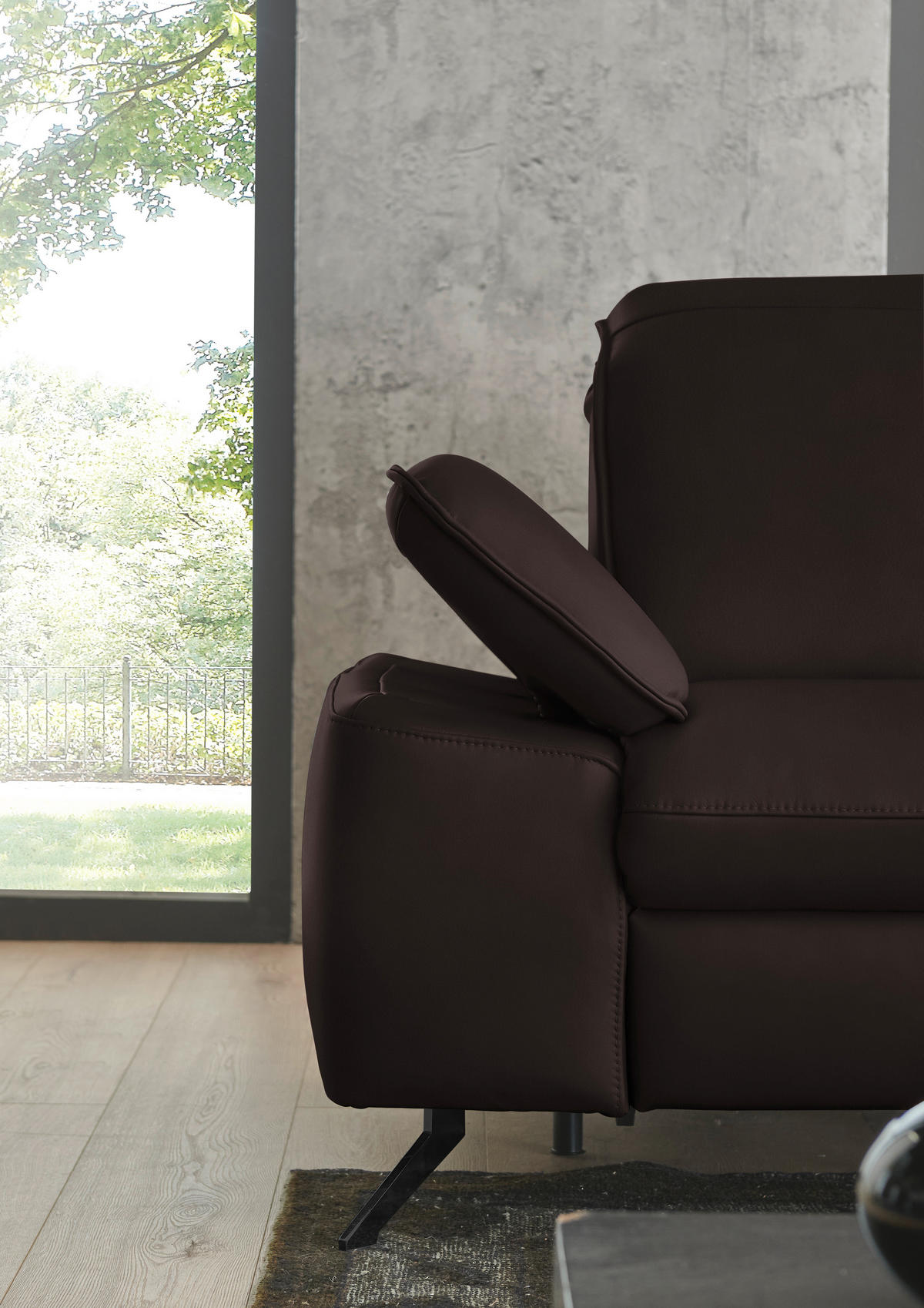 ECKSOFA  Echtleder Braun  - Schwarz/Braun, Design, Leder/Metall (307/169cm) - Beldomo Premium