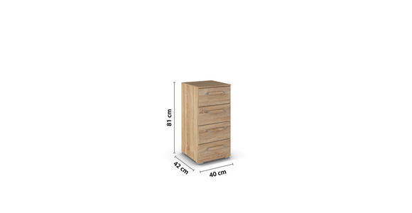 KOMMODE  in 40/81/42 cm  - Silberfarben/Sonoma Eiche, Design, Holzwerkstoff/Kunststoff (40/81/42cm) - Novel