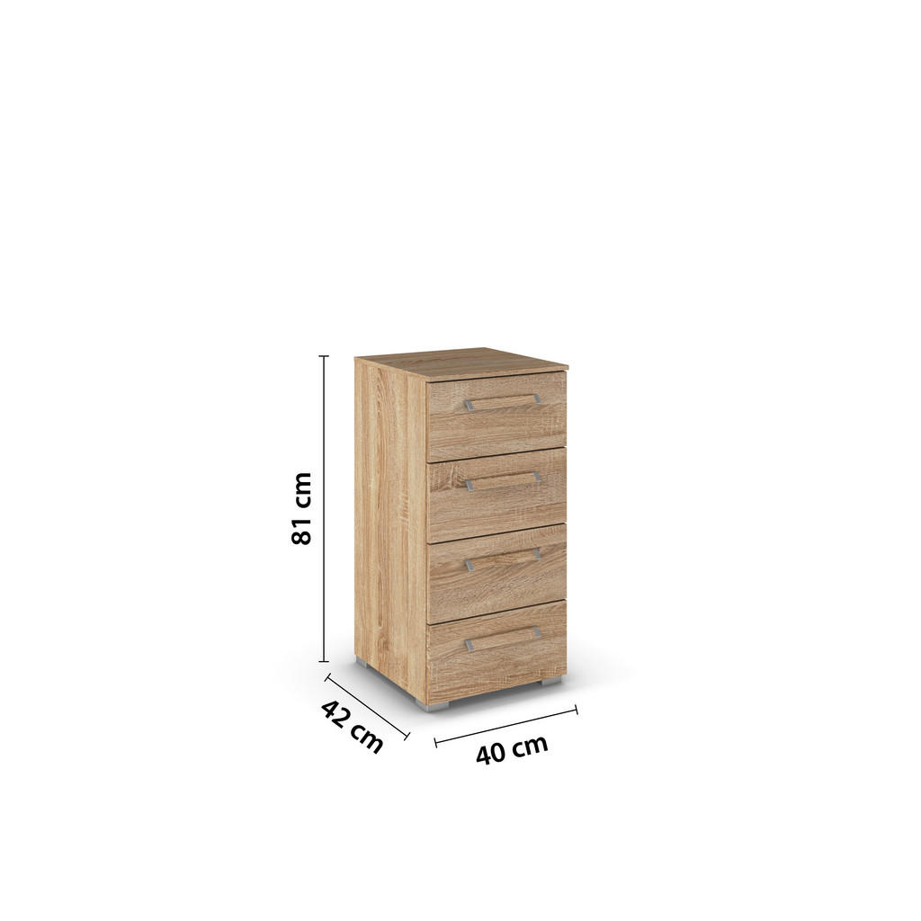 Thumbnail - Novel Kommode, Sonoma Eiche, Kunststoff, 4 Schublade(n) Schubladen, 40x81x42 cm, Blauer Engel, Goldenes M, BQ - Bündnis ...