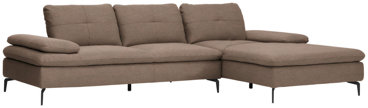 ECKSOFA in Webstoff Graubraun  301/179 cm  - Graubraun/Schwarz, Design, Textil/Metall (301/179cm) - Chilliano