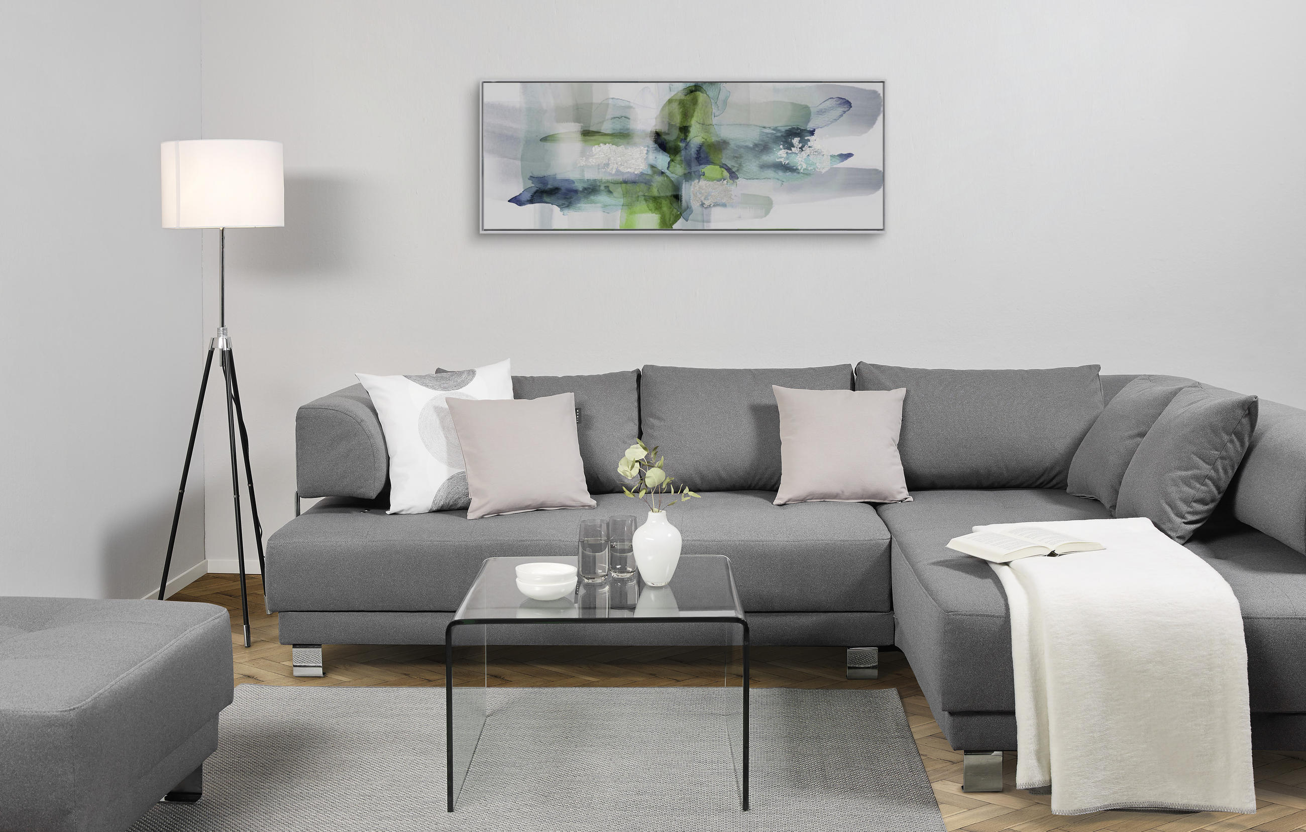 Uljena slika s okvirom  150/55 cm       - bijela/višebojno, Basics, drvo/tekstil (150/55cm) - Monee