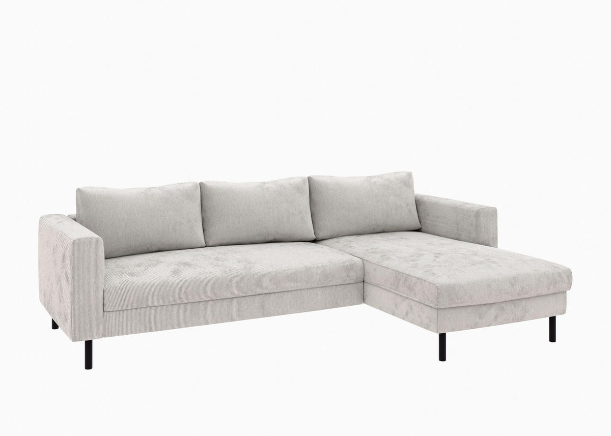 ECKSOFA Grau Cord  - Schwarz/Grau, MODERN, Textil/Metall (232/161cm) - Trendmanufaktur