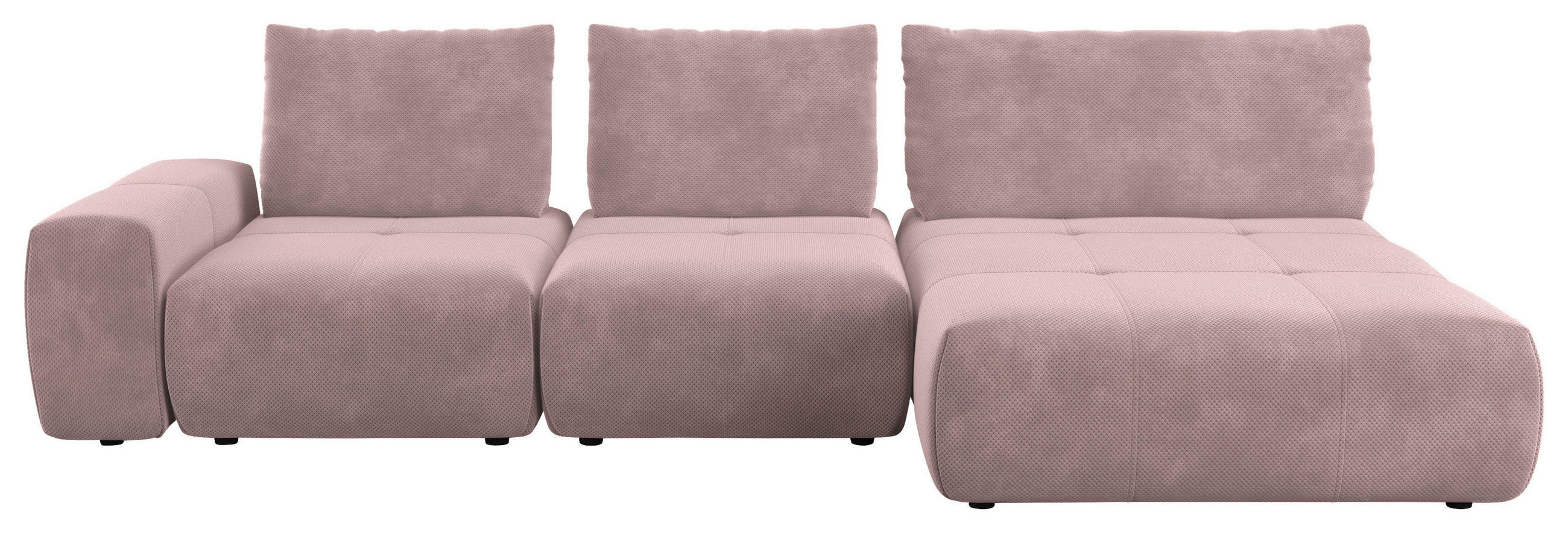 ECKSOFA in Velours Altrosa  - Schwarz/Altrosa, Design, Kunststoff/Textil (347/174cm) - Xora