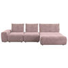 ECKSOFA in Velours Altrosa  - Schwarz/Altrosa, Design, Kunststoff/Textil (347/174cm) - Xora