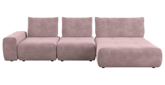 ECKSOFA in Velours Altrosa  - Schwarz/Altrosa, Design, Kunststoff/Textil (342/174cm) - Xora