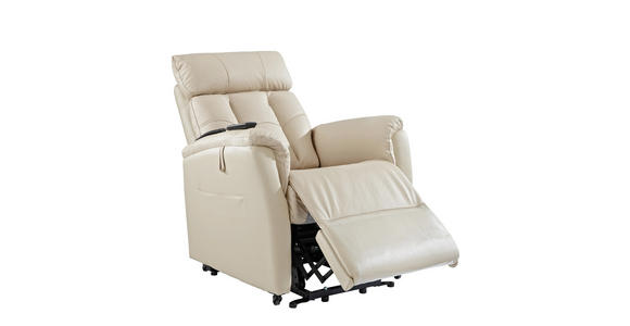 FERNSEHSESSEL in Metall, Kunststoff, Textil, Leder Beige - Beige/Schwarz, KONVENTIONELL, Leder/Kunststoff (82/107/94cm) - Cantus