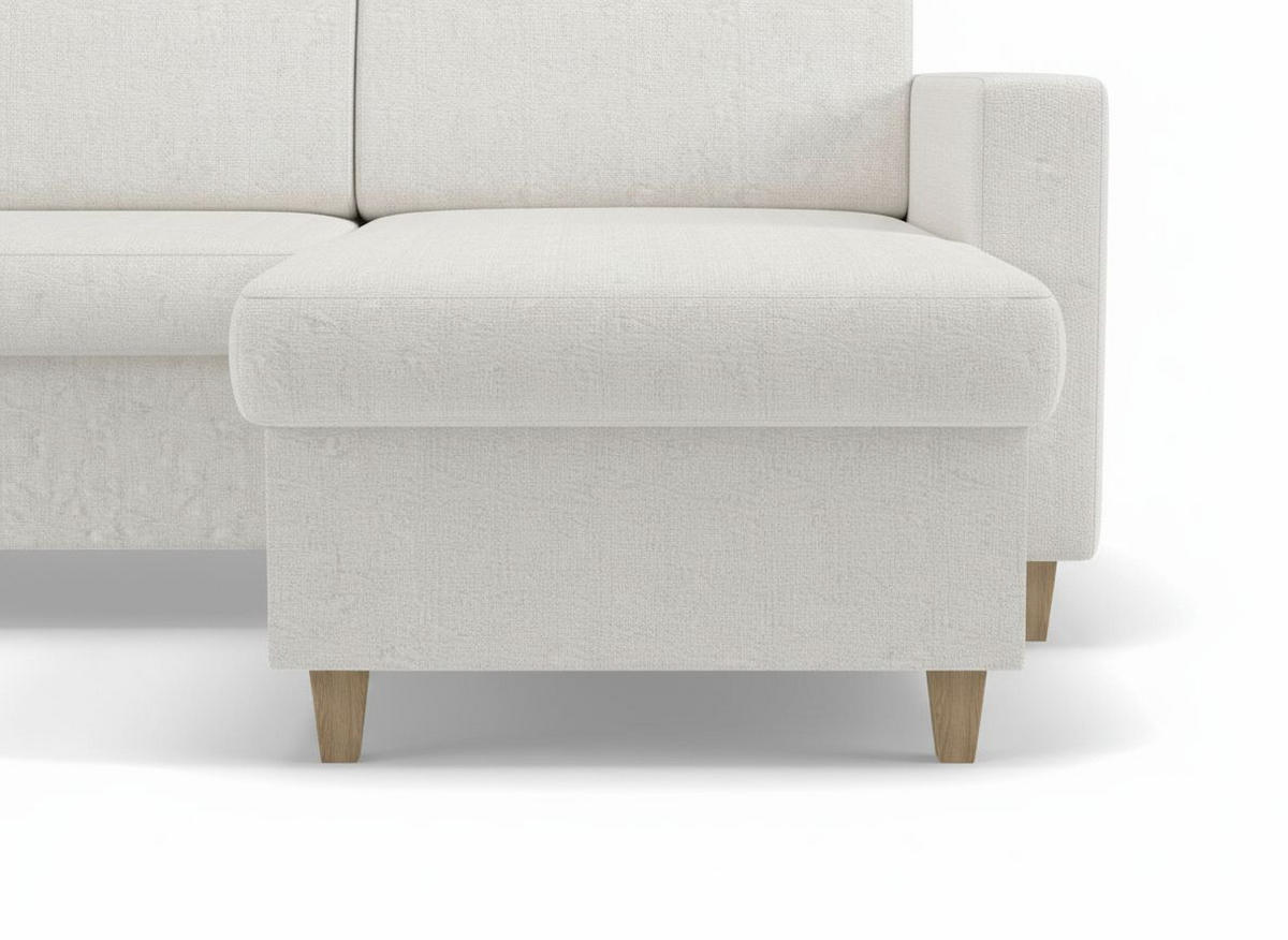 WOHNLANDSCHAFT NIKAS Creme Bouclé  - Buchefarben/Creme, Design, Holz/Textil (310/198/145cm) - MID.YOU