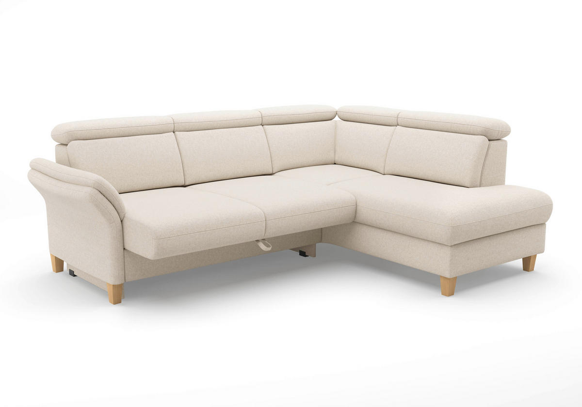 ECKSOFA GLENDALE E Creme Flachgewebe  - Eichefarben/Creme, KONVENTIONELL, Holz/Textil (247/193cm) - Sit & More