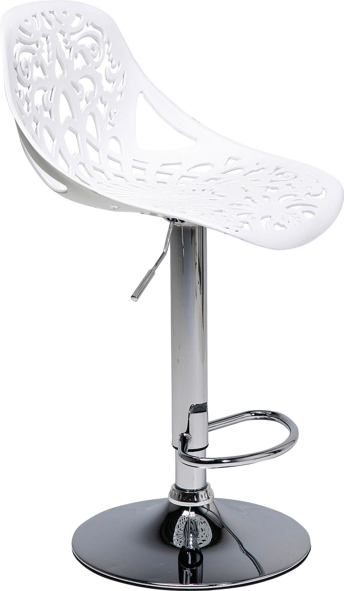 BARHOCKER Weiß, Chromfarben Stahl  - Chromfarben/Weiß, Design, Kunststoff/Metall (45/85/50cm) - Kare-Design