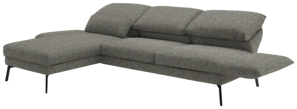 ECKSOFA in Flachgewebe Taupe  175/277 cm  - Taupe/Schwarz, Design, Textil/Metall (175/277cm) - Schöner Wohnen