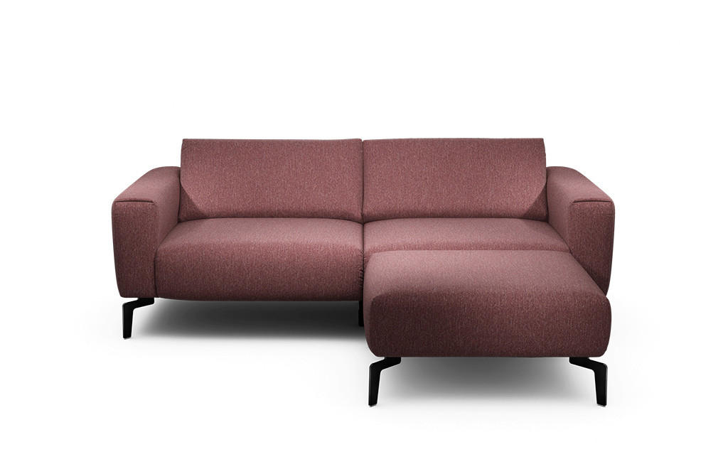 2,5-Sitzer inkl. Hocker Chenille Rot  - Rot/Schwarz, Design, Textil/Metall (220/86/86-94cm) - SENSOO