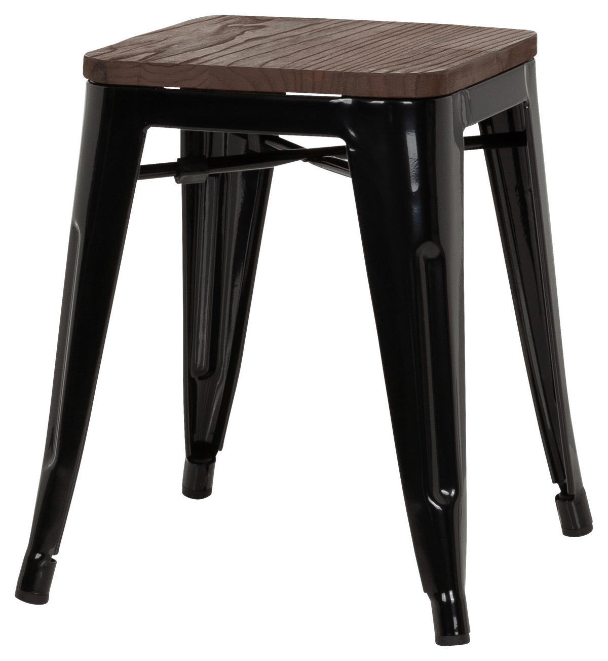 HOCKER Ulme Schwarz, Dunkelbraun  - Dunkelbraun/Schwarz, Basics, Holz/Metall (39/46/39cm) - MID.YOU