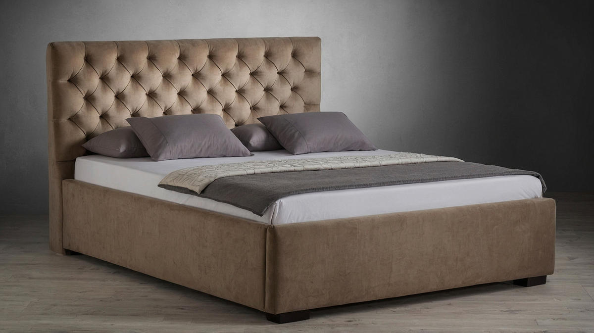 POLSTERBETT 180/200 cm  in Beige  - Beige/Schwarz, Design, Holz/Textil (180/200cm) - Boxxx