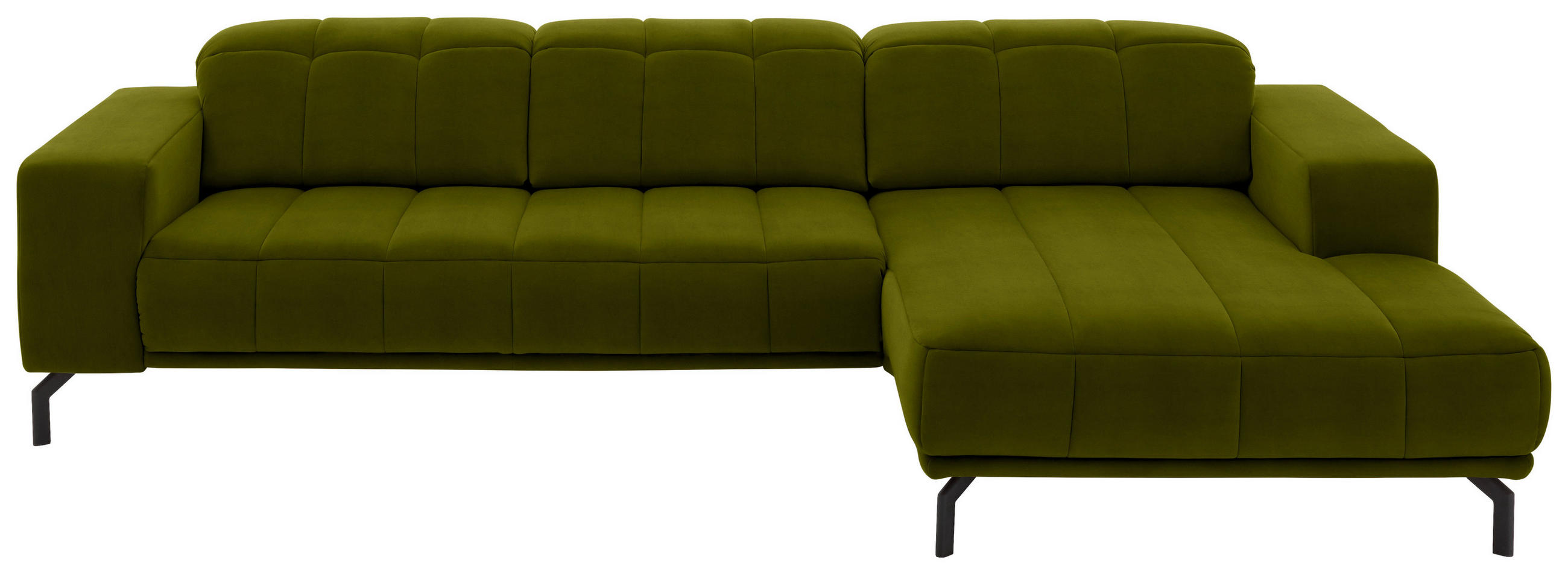 ECKSOFA  in Velours Grün  293/195 cm  - Schwarz/Grün, Design, Textil/Metall (293/195cm) - Beldomo Style