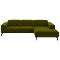ECKSOFA Grün Velours Rücken echt, Kopfteilverstellung  - Schwarz/Grün, Design, Textil/Metall (293/195cm) - Beldomo Style