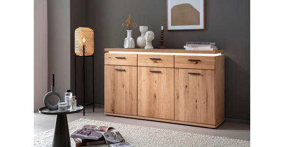 SIDEBOARD  in 149/91/42 cm  - Eiche Bianco/Schwarz, Natur, Holz/Holzwerkstoff (149/91/42cm) - Linea Natura