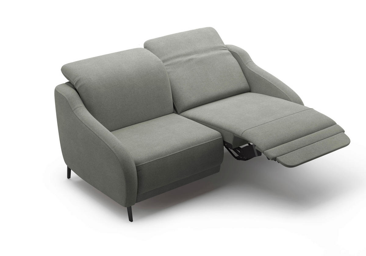 2,5-SITZER Mikrofaser Schlammfarben  - Schlammfarben/Schwarz, MODERN, Textil/Metall (172/93/104cm) - Sit & More