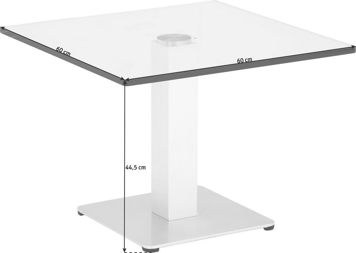 BEISTELLTISCH 60/60/44,5 cm Gelb, Silberfarben quadratisch  - Gelb/Silberfarben, KONVENTIONELL, Glas/Holzwerkstoff (60/60/44,5cm)