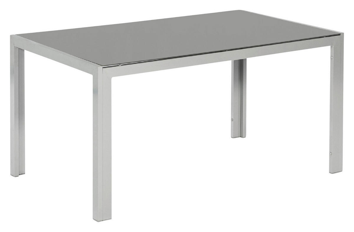 GARTENTISCH Metall Silberfarben rechteckig  - Silberfarben, MODERN, Glas/Metall (150/90/74cm) - Gardenson