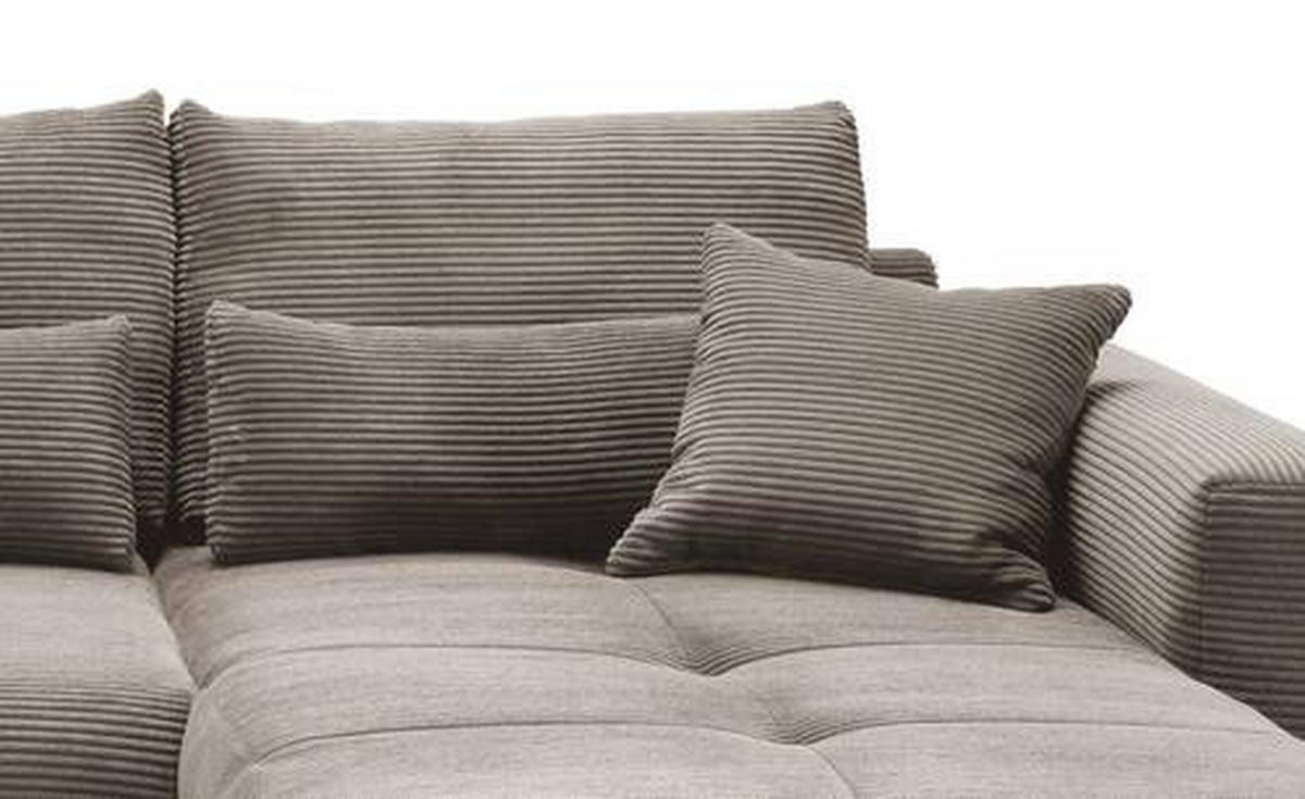 ECKSOFA Graubraun Cord  - Graubraun/Schwarz, MODERN, Holz/Textil (302/188cm) - MID.YOU