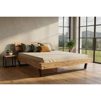 BALKENBETT 180/200 cm  in Naturfarben, Schwarz   - Schwarz/Naturfarben, MODERN, Holz/Metall (180/200cm) - MID.YOU