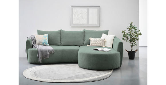 ECKSOFA Dunkelgrün Chenille  - Dunkelgrün/Schwarz, MODERN, Kunststoff/Textil (287/179cm) - Carryhome