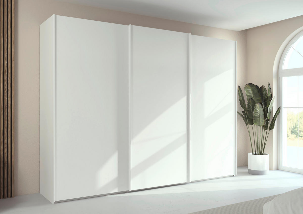 SCHWEBETÜRENSCHRANK 301/223/69 cm,  in Weiß, 3 Tür(en)  - Weiß, Basics, Holzwerkstoff/Metall (301/223/69cm) - Rauch Möbel