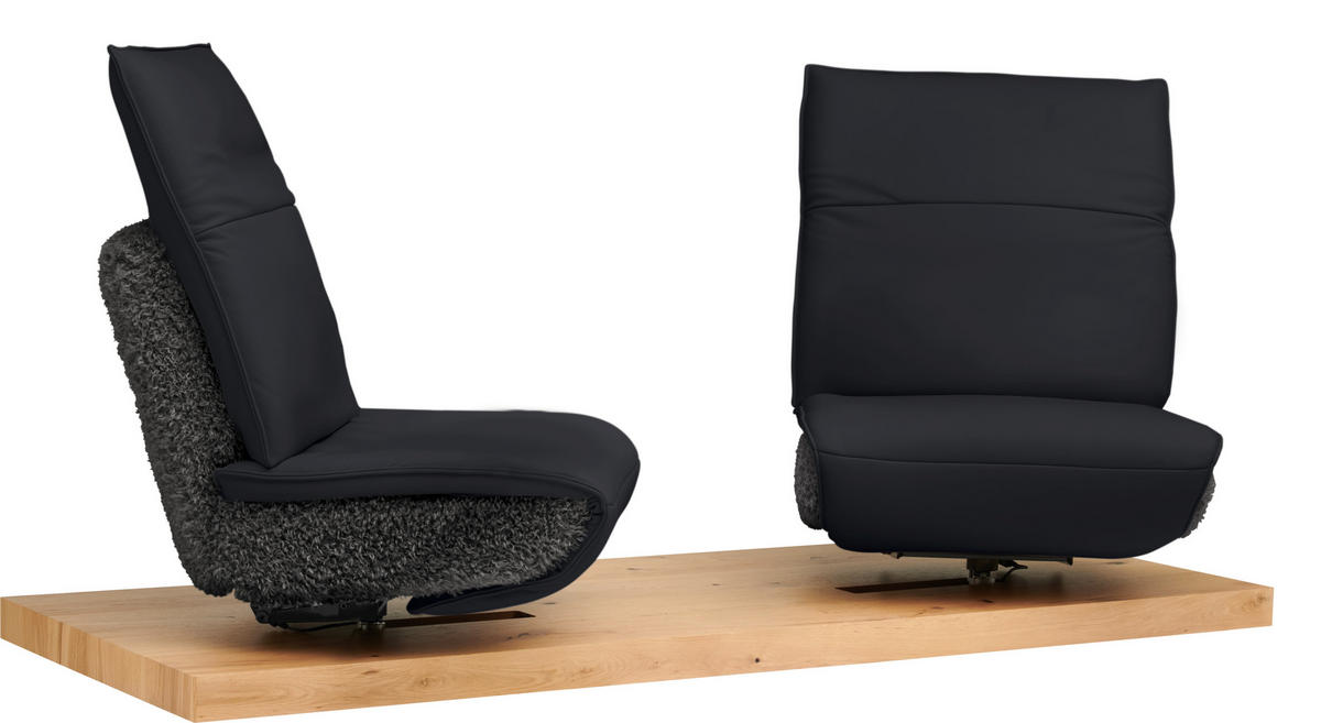 2-SITZER-SOFA Hochflor Echtleder Anthrazit, Schwarz  - Anthrazit/Schwarz, Design, Leder/Holz (240/65/104cm) - Koinor