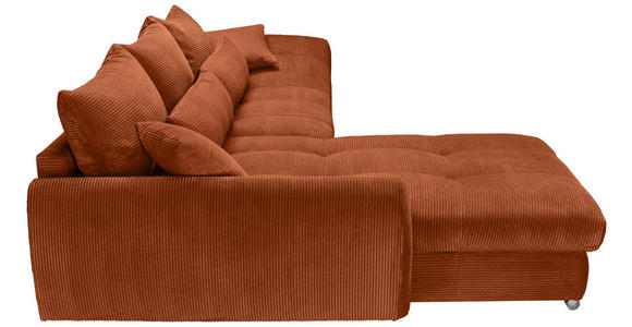 ECKSOFA Rostfarben Cord Zierkissen, Rückenkissen, Rücken echt  - Chromfarben/Rostfarben, KONVENTIONELL, Textil/Metall (225/335cm) - Carryhome
