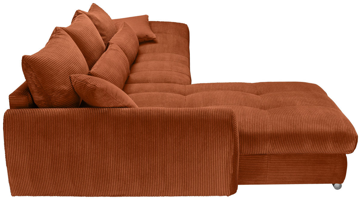 ECKSOFA Rostfarben Cord  - Chromfarben/Rostfarben, KONVENTIONELL, Textil/Metall (225/335cm) - Carryhome